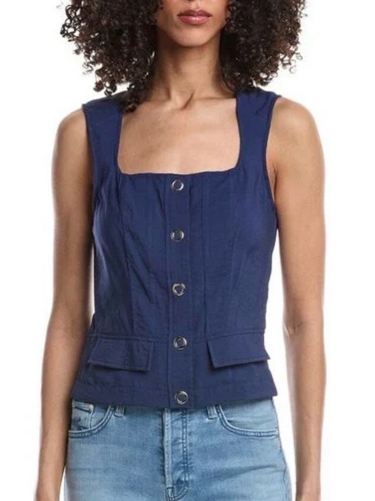 Ramy Brook Suki Vest In Spring Navy Size 10 (L) Nwt